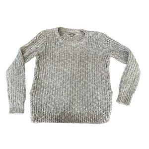 Lucky Brand Brown Side Braided Knit Long Sleeve Sweater w/ Scoop Neck Size Small